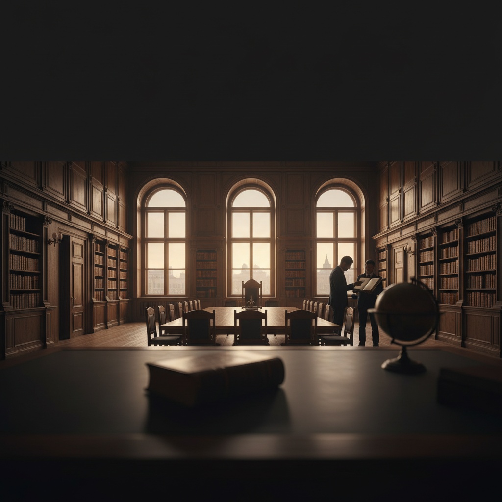 Sentencia TJUE Wirth — sala de tribunal vacía con biblioteca jurídica