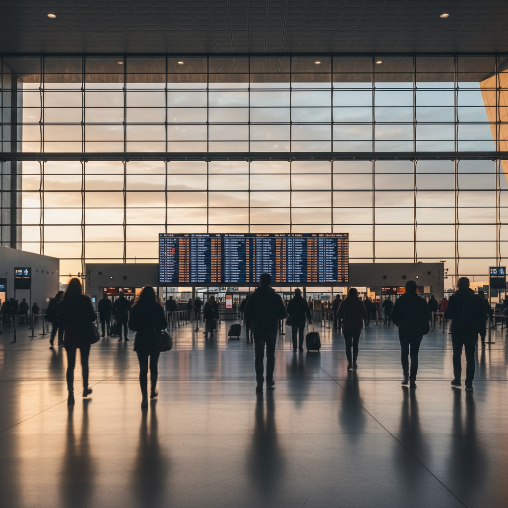 Aeropuerto Barcelona El Prat (BCN) — interior moderno con paneles de salidas